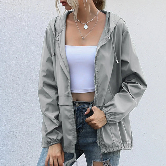 Solid Hooded Windproof Quick Dry Coat Ultra-Light Short GlowCart