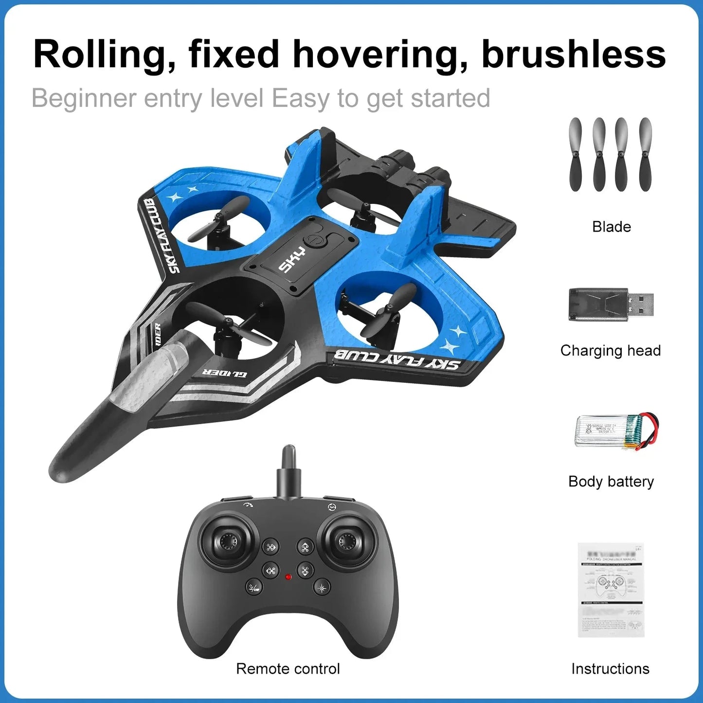 2025 New YP3 Foam Aircraft Remote Control Four Axle Fighter GlowCart