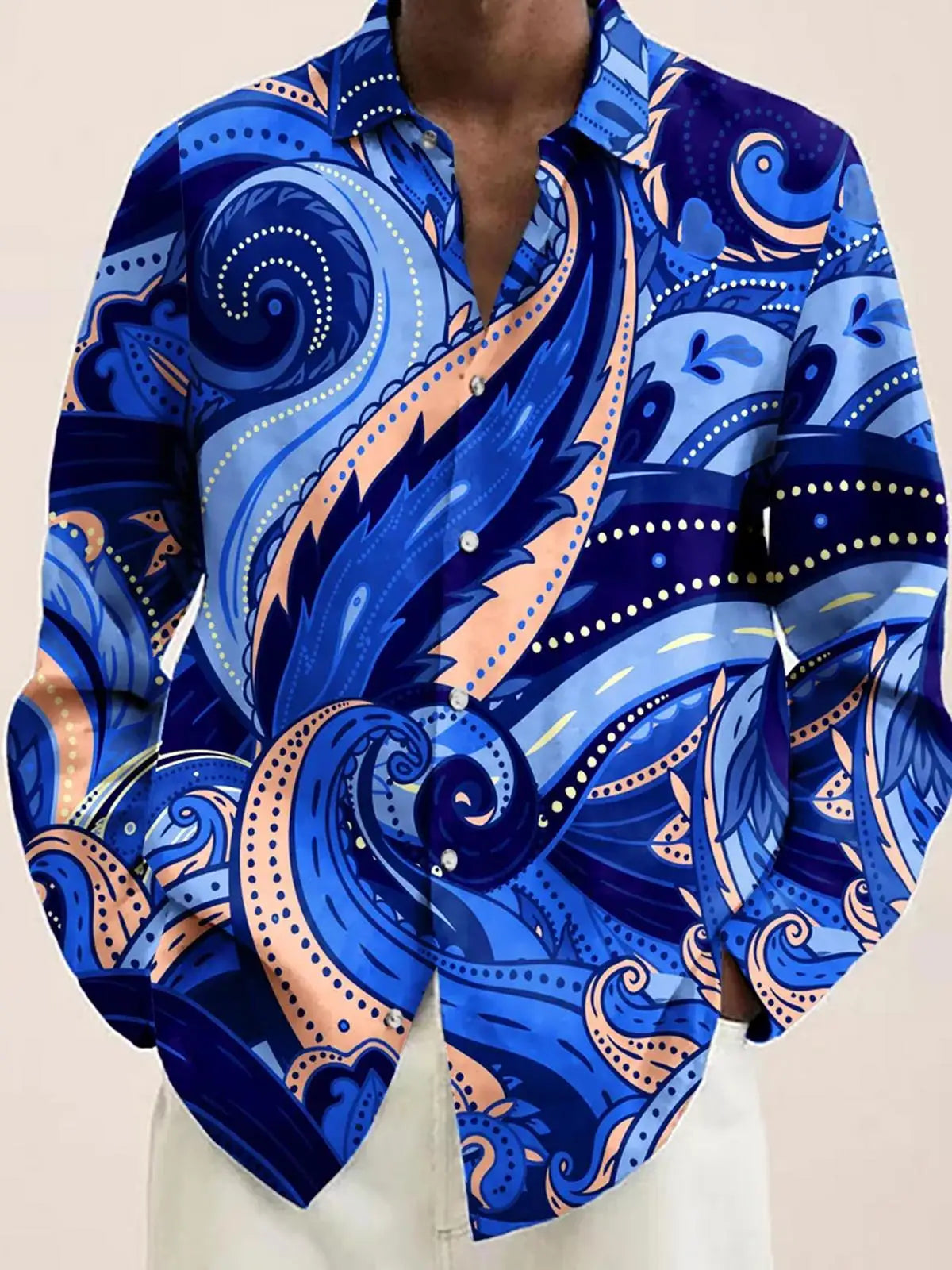 Men's shirts, button down shirts, casual shirts, spring and summer, printed long sleeves, daily, fashionable, comfortable GlowCart