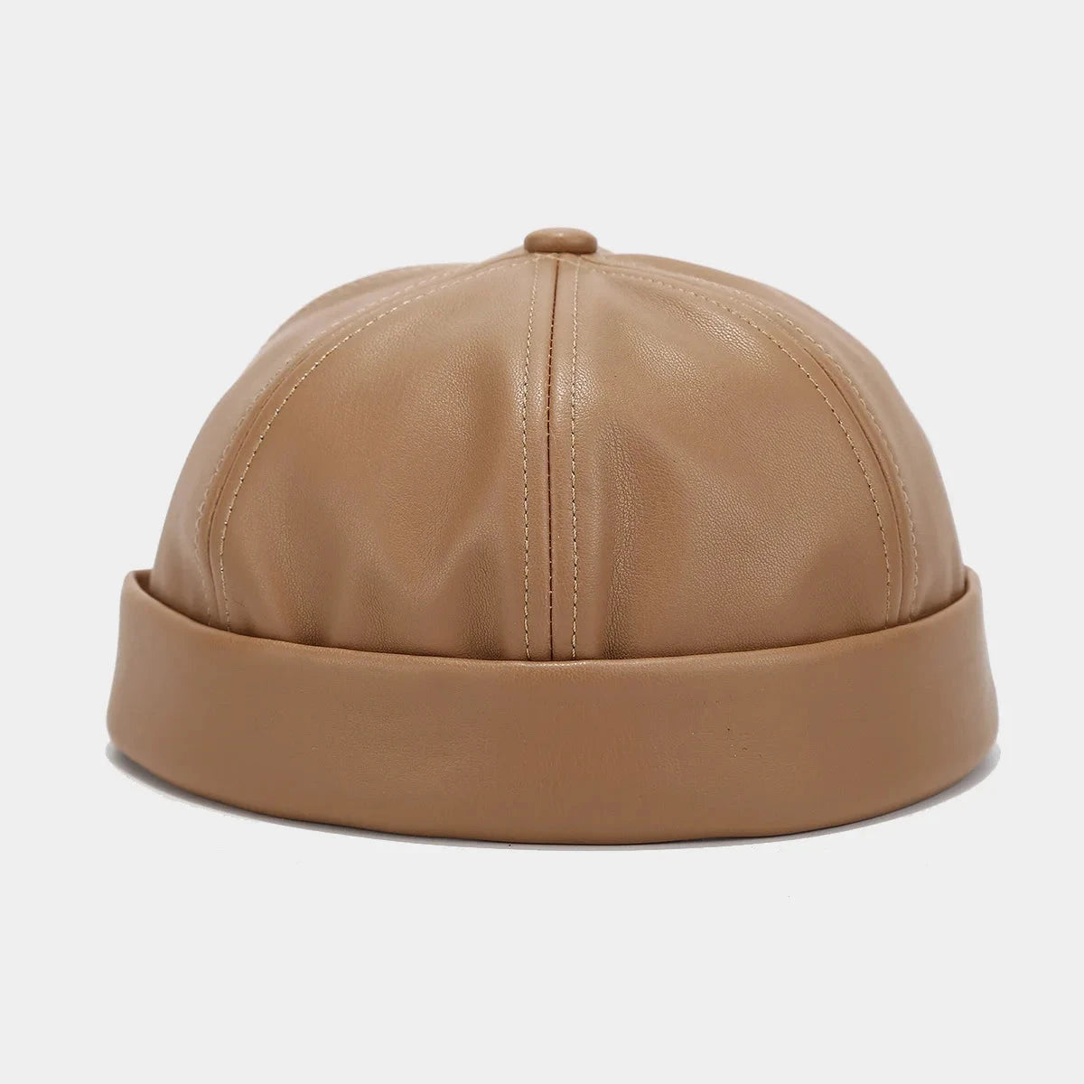 Solid Color PU Leather Landlord Hat Men Women Simplicity GlowCart