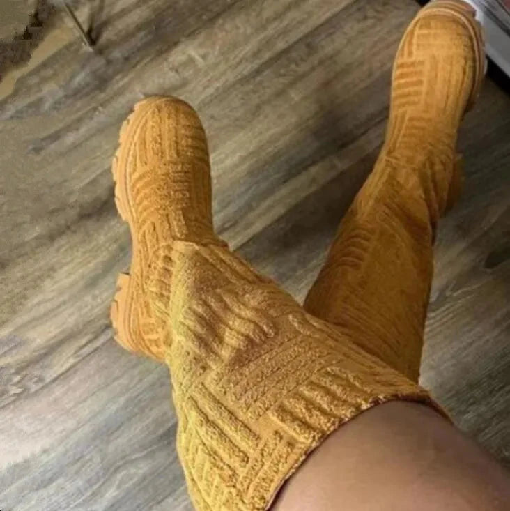 Luxury brand 2025 new women thick-soled thick-heeled warm GlowCart