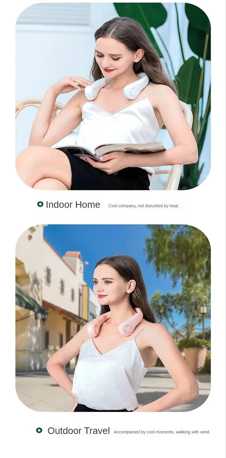 Portable Neck Fan, Mini Bladeless Hanging Neck Fan 1200mAh