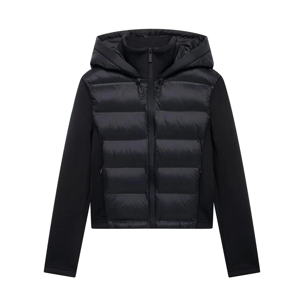 Hooded Patchwork Padded Jacket Coat with Pockets for Women, GlowCart