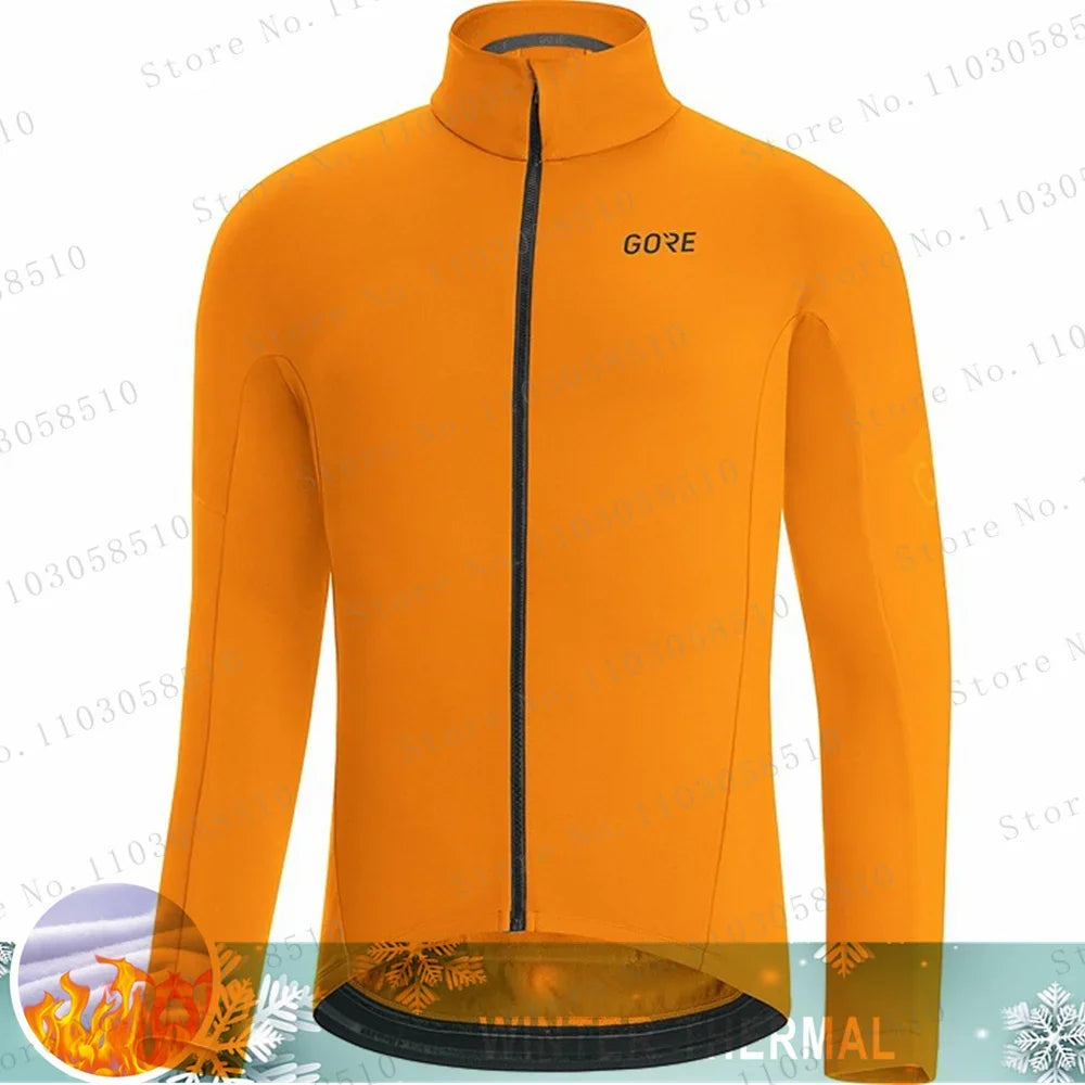 Winter Jersey Men's Thermal Fleece Bicycle Clothing MTB Long Sleeve Warm Tops Road Bike Outdoor Sports Jacket Bike Clothing GlowCart
