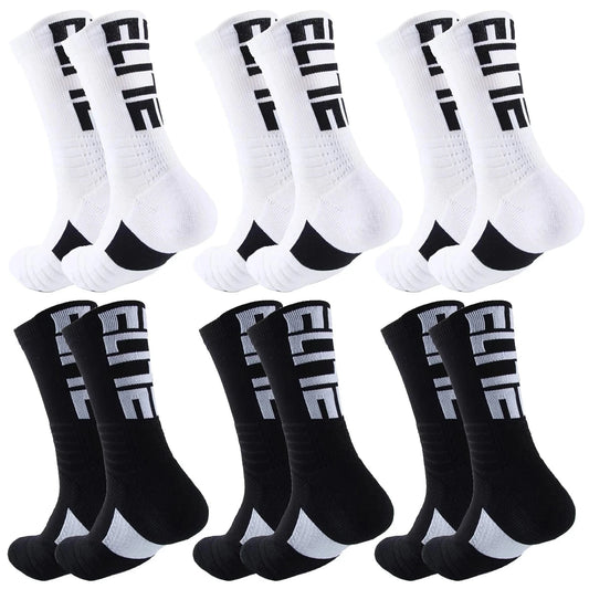 6Pairs Sports Socks for Football Basketball Baseball Rugby Soccer Cycling Running Hiking Tennis Skateboard GlowCart