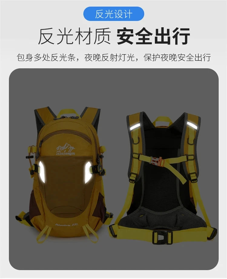 25L Professional Outdoor Hiking Mountaineering Backpack with GlowCart