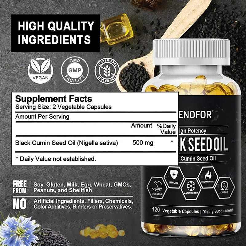 Black Seed Oil Capsules - Cold Pressed Organic Black Cumin GlowCart