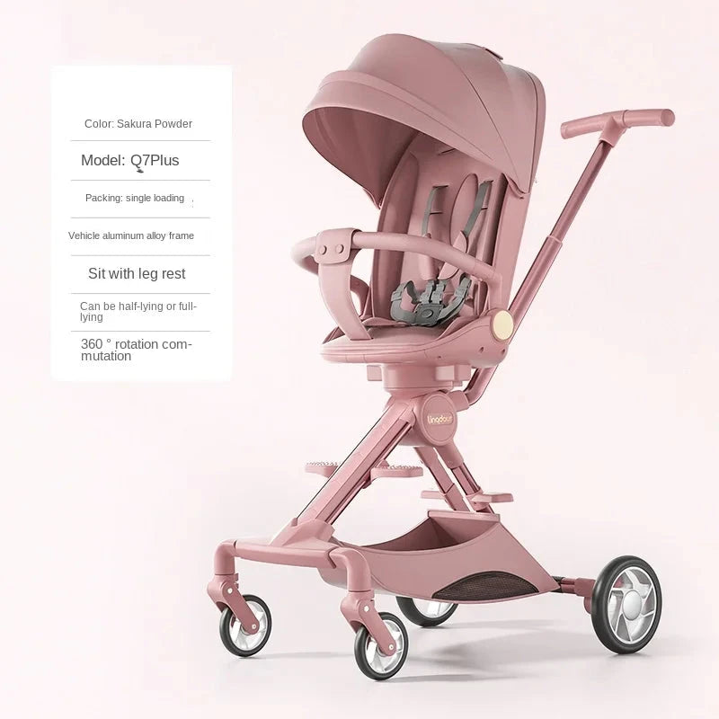 Baby Stroller Can Sit or Lie Down a Button Folding Lightweight Carrying High Landscape Mobile Dining Chair Two-way Stroller GlowCart