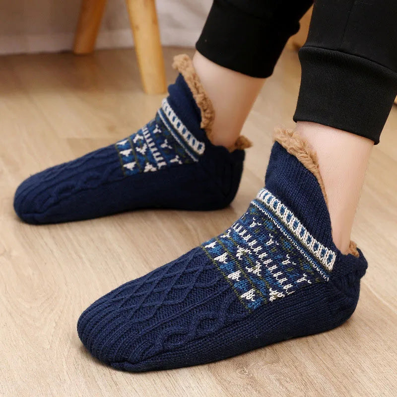 Thermal Men's Fluffy Slipper Socks Winter Warm Women's Short Cotton Thickened Home Sleeping Soft Non Slip Grip Fuzzy Floor Socks GlowCart