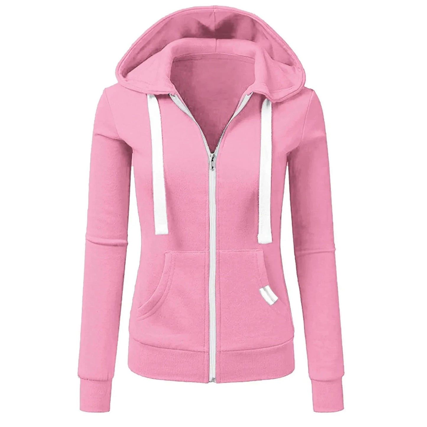 2024 Autumn/Winter New Women's Personalized Fashion Sports Hoodie Long Sleeve Drawstring Pocket Zipper Coat Woolen Sweater Top GlowCart