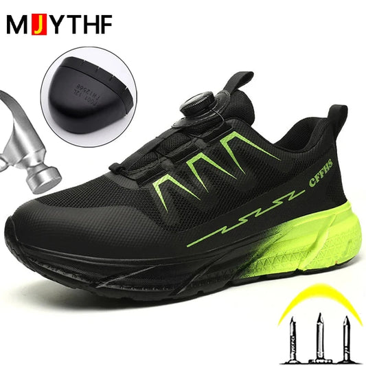 Rotating Buttons Work Safety Shoes For Women Men Steel Toe Shoes Puncture-Proof Women Work Sneakers Lightweight Protective Shoes GlowCart