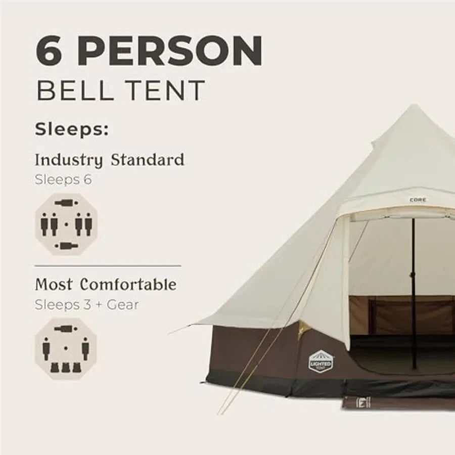 CORE 6 Person Bell Tent with Integrated LED Lights for GlowCart