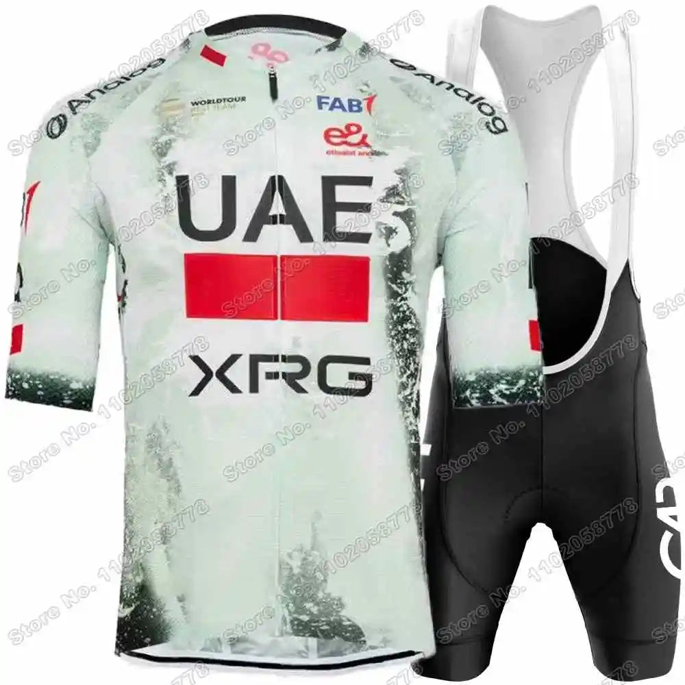 2025 Yellow Pink UAE Team Cycling Jersey Set Slovenia Tadej Pogacar Cycling Clothing Men France TDF Road Bike Suit Bib Shorts GlowCart