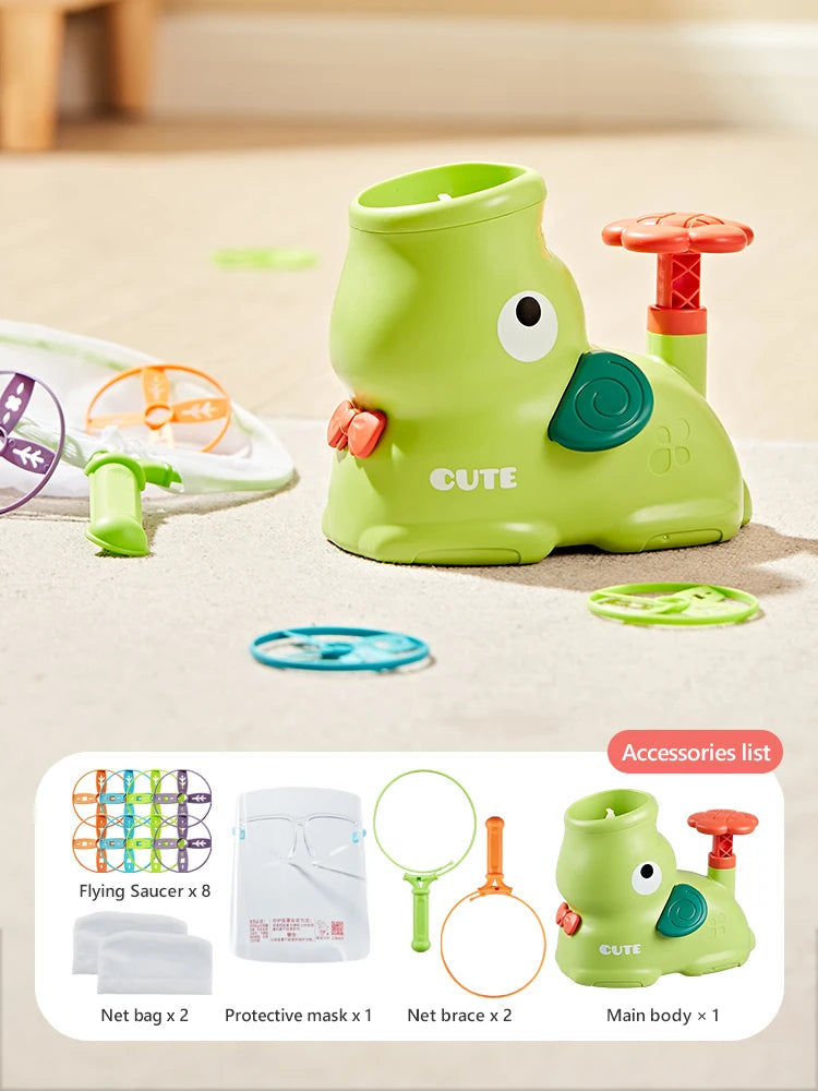 Air Launcher Flying Saucer Toy Cartoon Dinosaur Foot Launchers Outdoor UFO Disc Saucer Kids Jump Sport Games Toy for Boys GlowCart