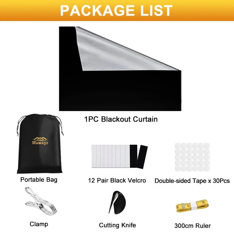 100% Blackout Curtain Removable Portable Travel Blocking GlowCart