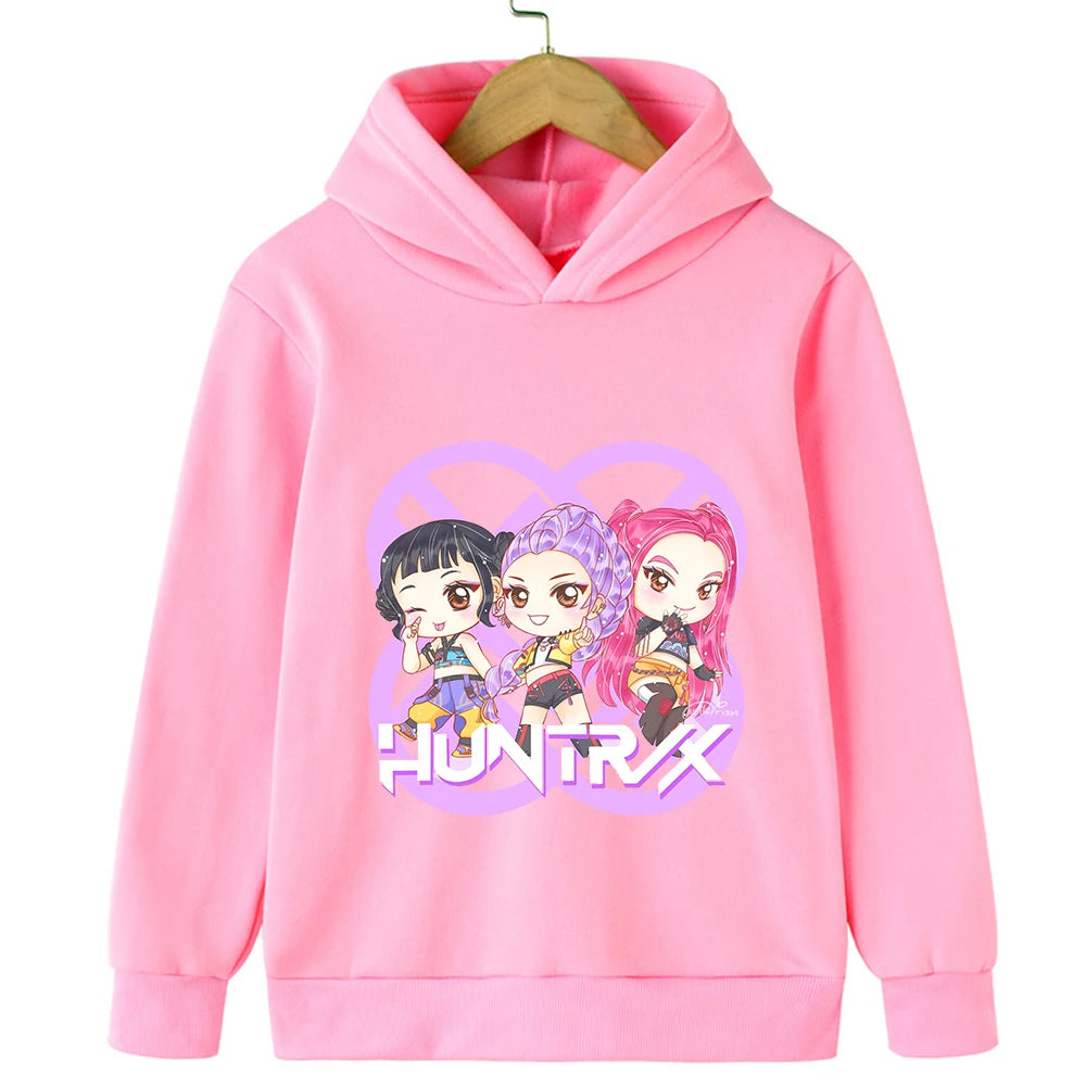 2025 Movie KPop Demon Hunters Cartoon Girls Boys Hoodies Children's Korean Wave Print Fashion Casual Tops Casual Girls Clothing GlowCart