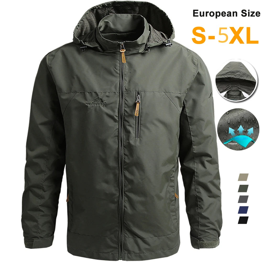 Windbreaker Men Tactical Jacket Waterproof Outdoor Hooded