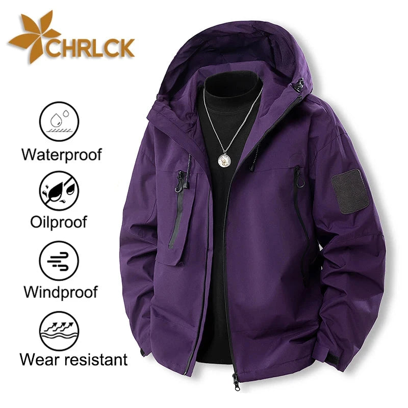 CHRLCK Men's Waterproof Hiking Jacket Purple Women Windproof GlowCart