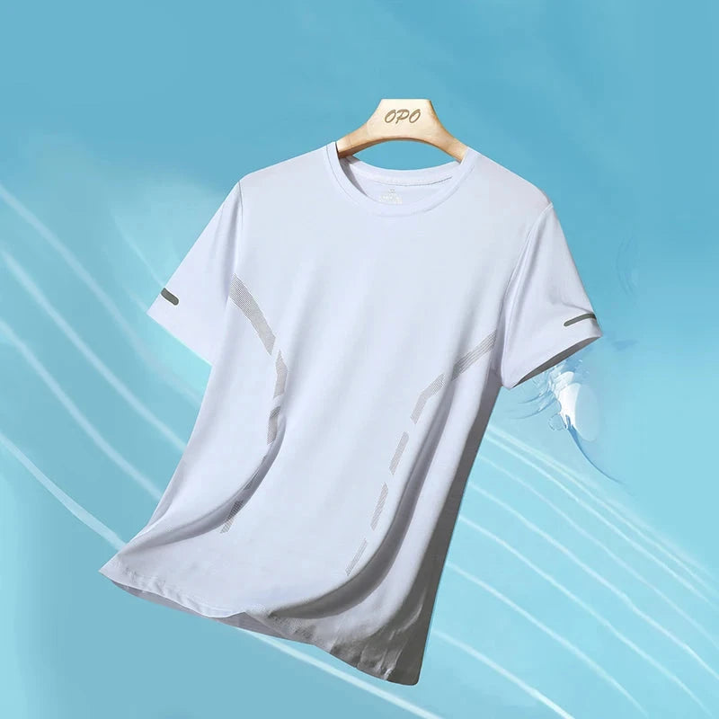 Men Running T-shirt Breathable Stretch Summer Top Gym Fitness Running Thin Short Sleeve Sportswear M-5XL Gray Blue Black White GlowCart