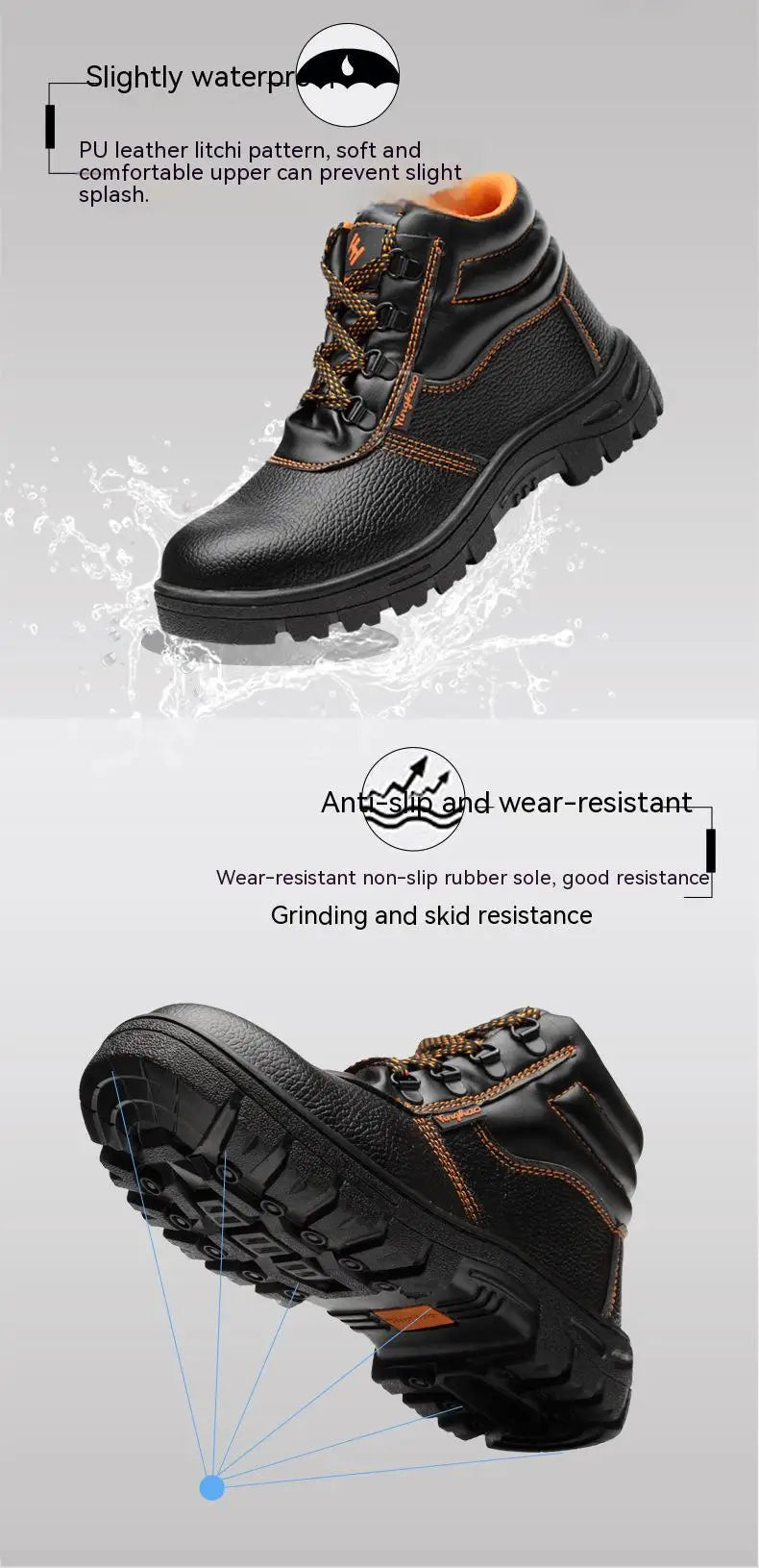Wear-resisting Men Work Safety Boots Anti-smash