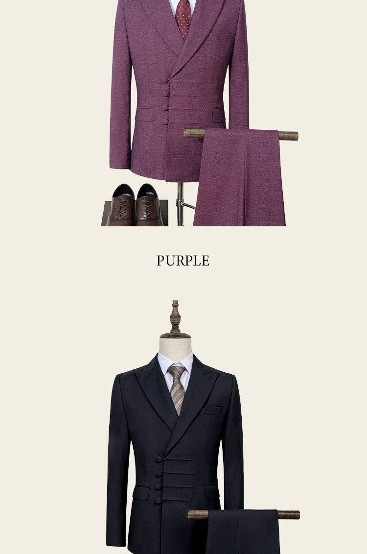 ST Cassy Elegant man suit for wedding peach Slim Fit Double GlowCart