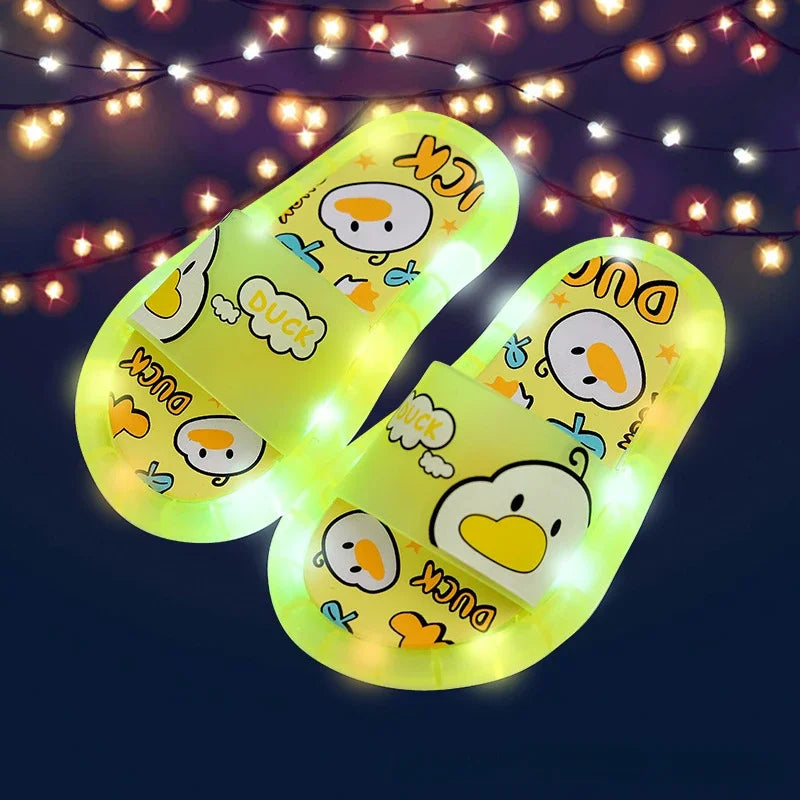 New Cute Luminous Kids Slippers Crystal Shoes Sparkling Lights Boys Girls Will Cartoon Glowing Cute Baby Cool Indoor Outdoor GlowCart