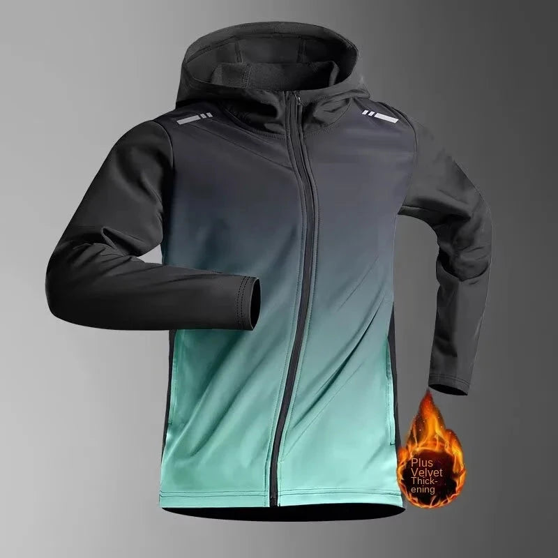 Men's Fall Quick-Dry Running Jacket Sporty Windbreaker Gym Top Professional Morning Run Training Sweatshirt with Fleece Lining a GlowCart
