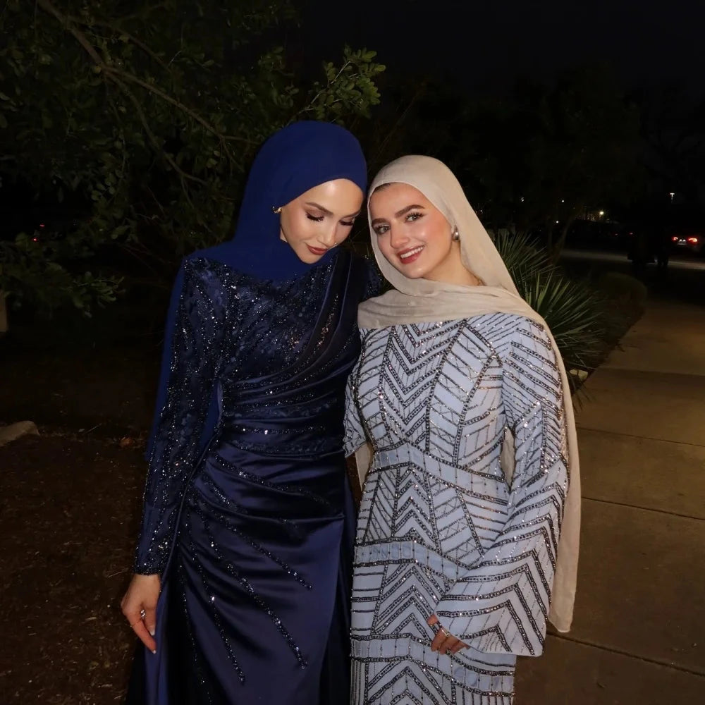 Contessa Dubai Atroceruleous Sequins Floral Prom Dresses GlowCart