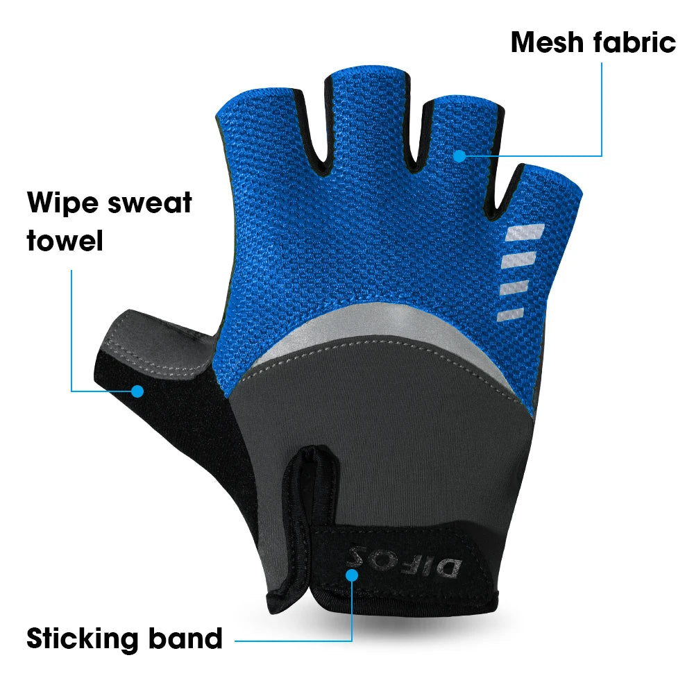 Difos Mens Short Finger Cycling Gloves Summer Outdoor Running Riding Motorcycle Fitness Sports Shockproof Breathable Gloves GlowCart