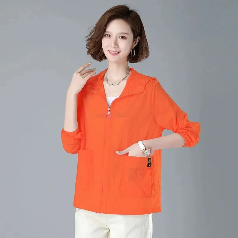 2025 Summer Women Hooded Beach UV Jacket Female Long Sleeve GlowCart