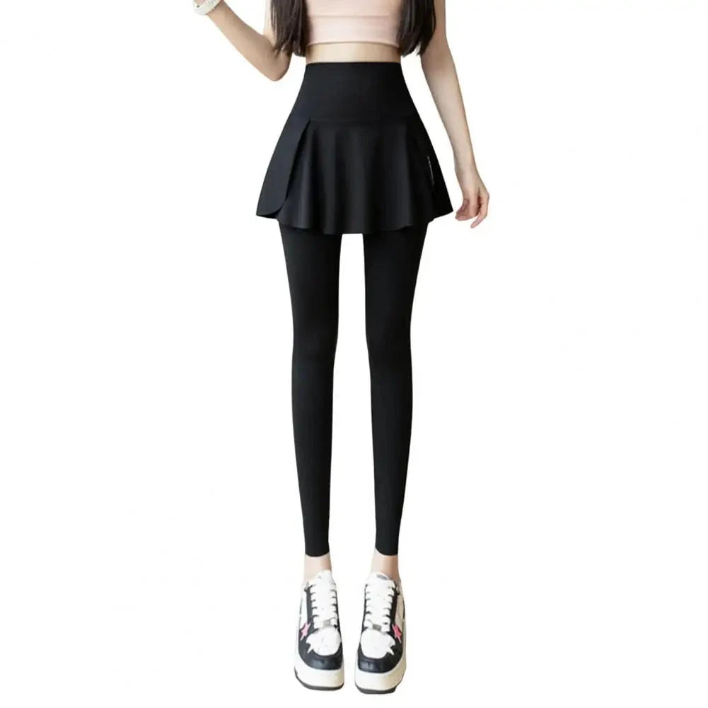 Women Tennis Skirted Leggings Pockets Elastic Sports Yoga GlowCart