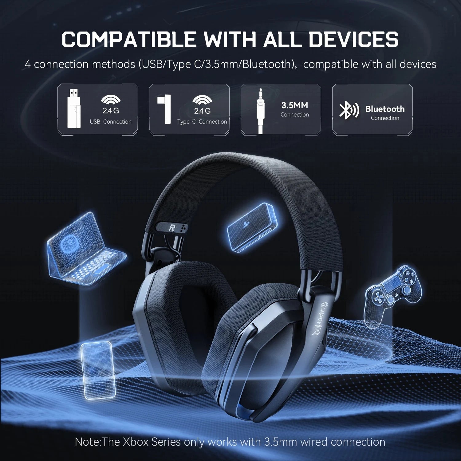 SuperEQ G19BT 2.4GHz Wireless Gaming Headphones Ultra-light GlowCart
