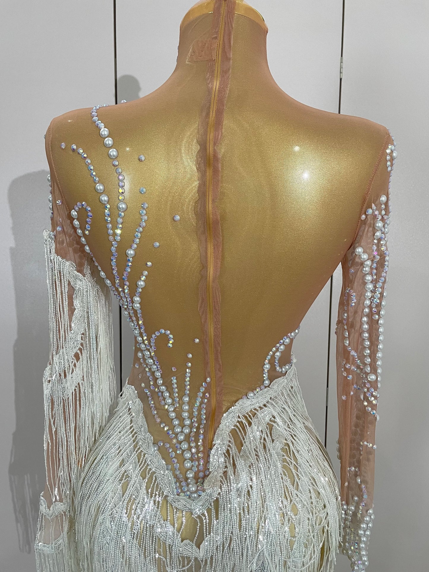 Women Sparkly Rhinestone Pearl Sequins Tassel Sexy