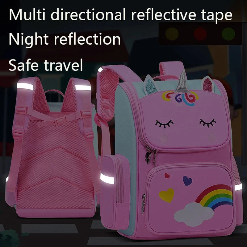 Kid Backpack for Girl Unicorn Children Bookbag Rainbow Eyes School Bag Teen Girl Backpack for Traveling Waterproof Mochilas GlowCart