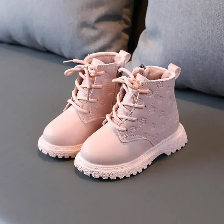 Girls Boots Autumn Winter Plush Children Boots Boys Girls Shoes Fashion Brand Soft Leather Warm Kids Boots GlowCart