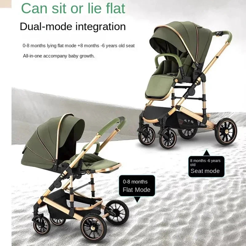 High-fit Baby Stroller Can Sit and Lie in Both Directions to Implement One-Click Folding High-View Children's BB Stroller GlowCart