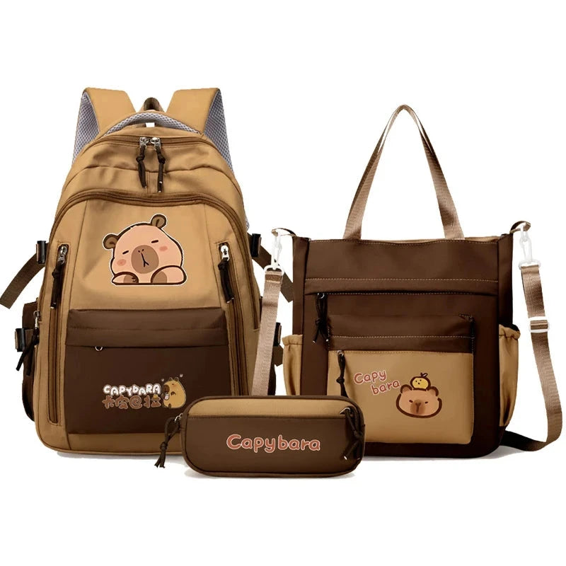 Kawaii Capybara School Backpack for Girls School Bags Set GlowCart