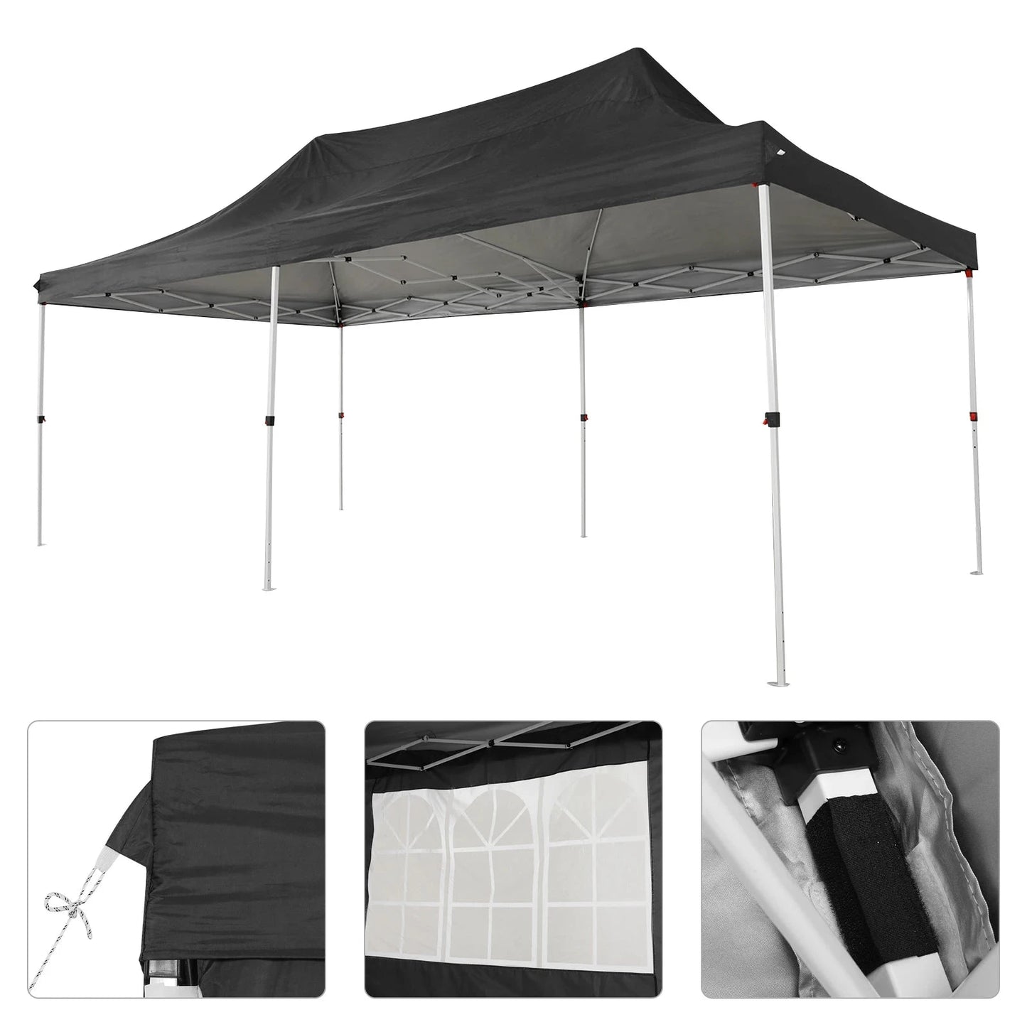 10x20 Pop Up Canopy Tent with 6 Sidewalls, Wedding Party GlowCart