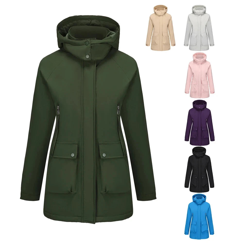 Women's Winter Jacket Coat Detachable Cap Fleece Down Parka GlowCart