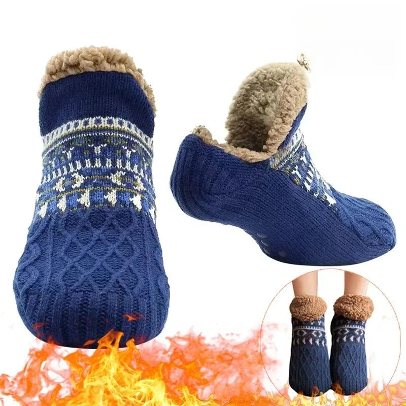 Thermal Men's Fluffy Slipper Socks Winter Warm Women's Short Cotton Thickened Home Sleeping Soft Non Slip Grip Fuzzy Floor Socks GlowCart