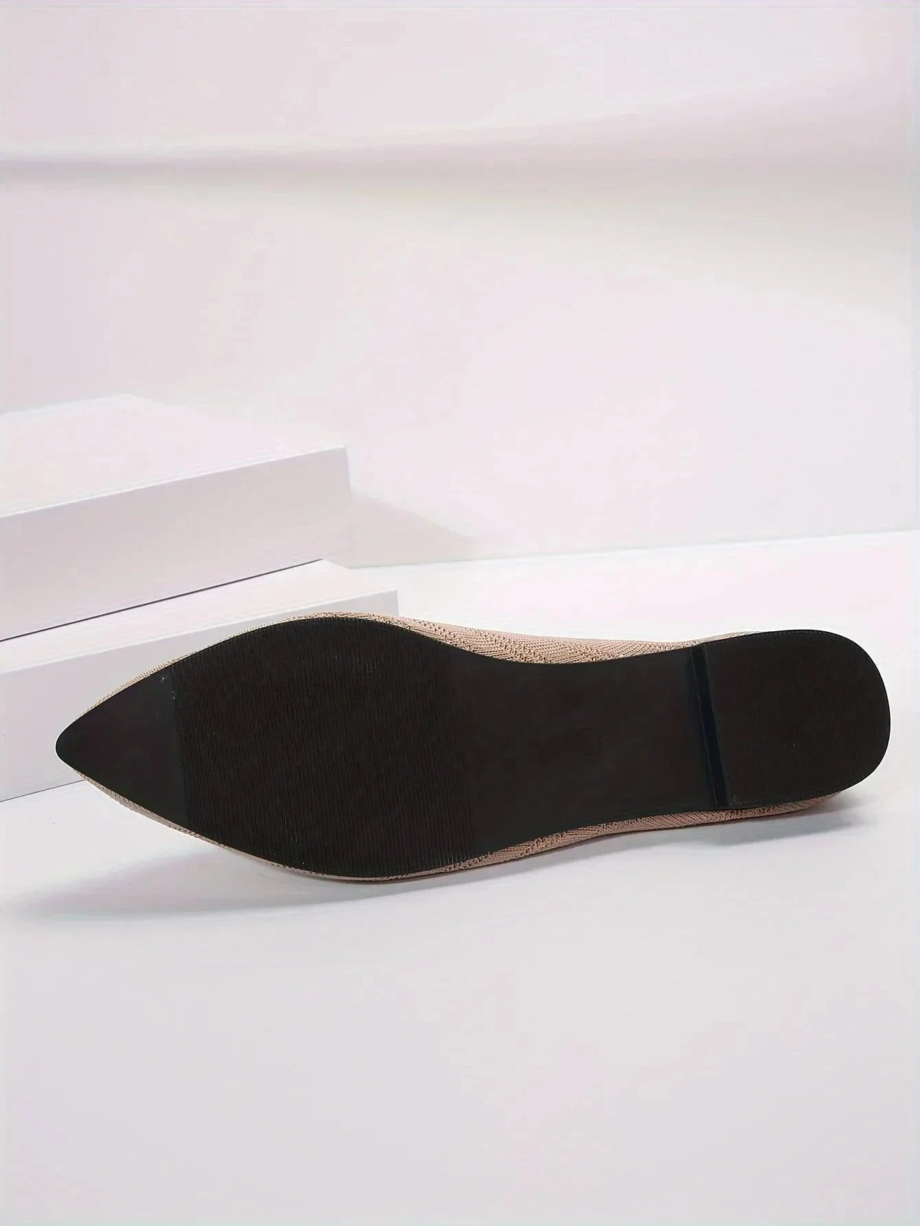 New 2024 Pointed Toe Flat Office Boat Solid Color Knitted GlowCart