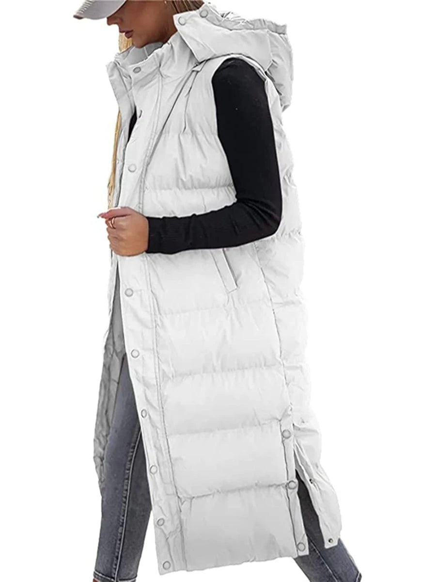 Women s Quilted Puffer Vest with Hood Sleeveless Zip-Up GlowCart