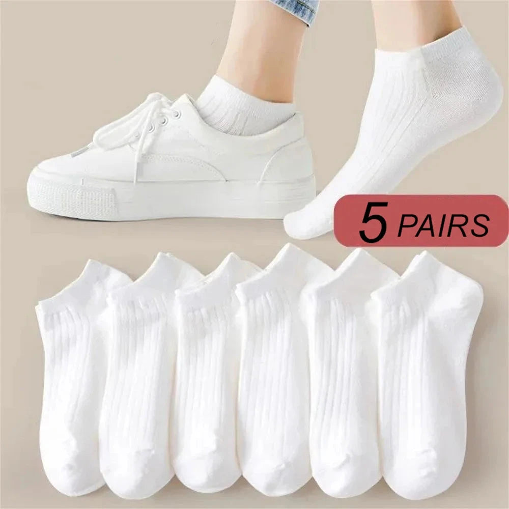 5 Pairs/Pack Ankle Socks Women 100% Cotton Invisible GlowCart