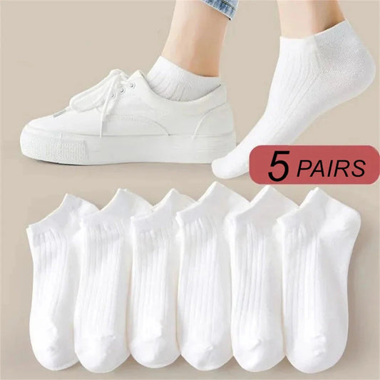 5 Pairs/Pack Ankle Socks Women 100% Cotton Invisible GlowCart