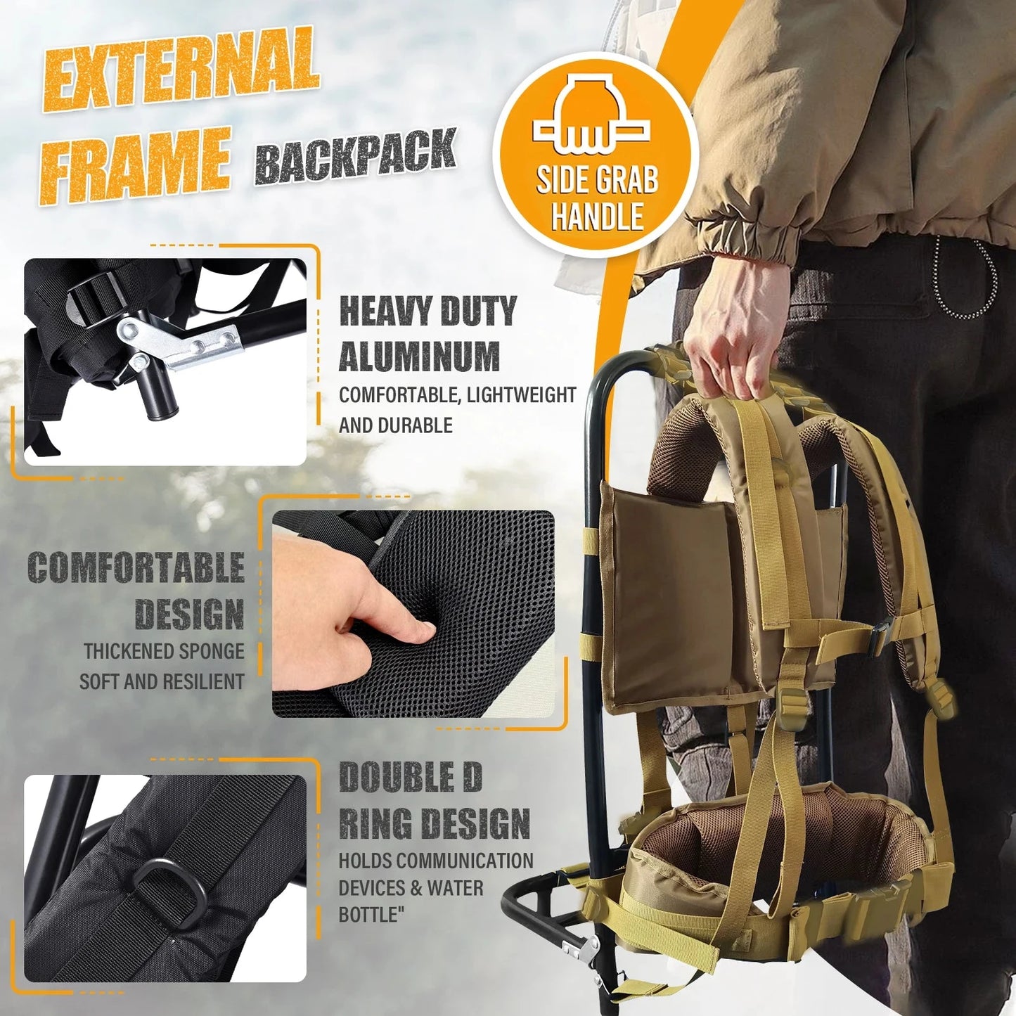 Aluminum External Frame Backpack, External Hunting Frame GlowCart