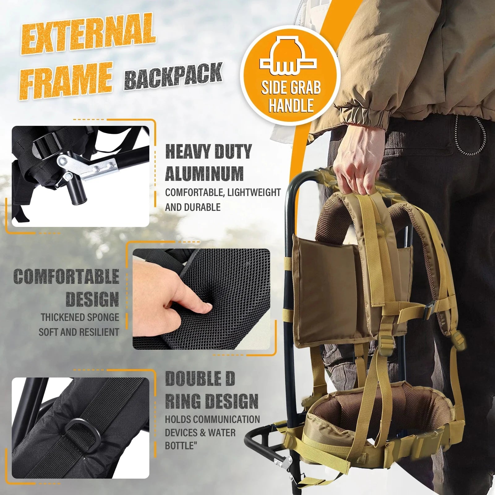 Aluminum External Frame Backpack, External Hunting Frame GlowCart