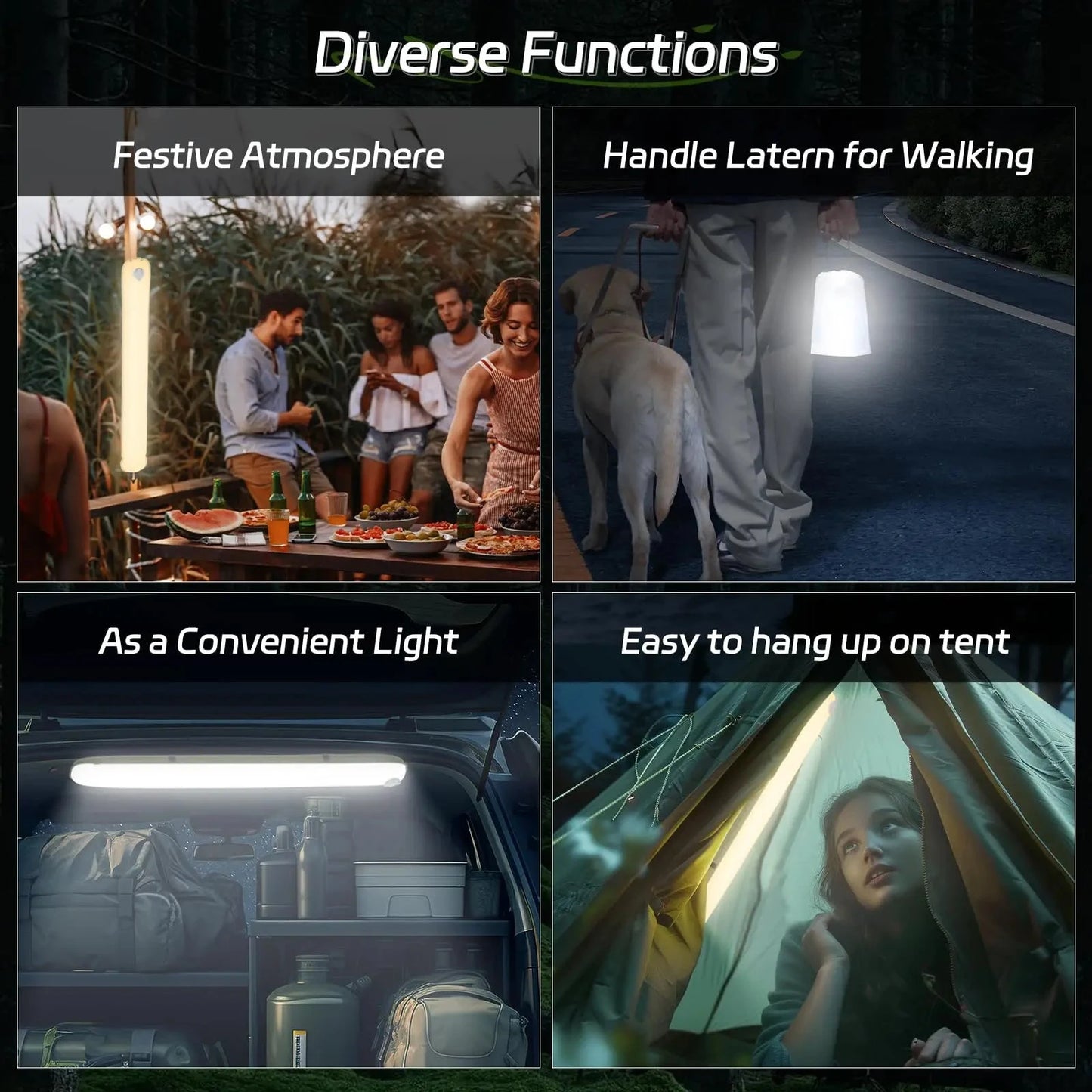 SELORSS Rechargeable Portable Camping Strong Light GlowCart