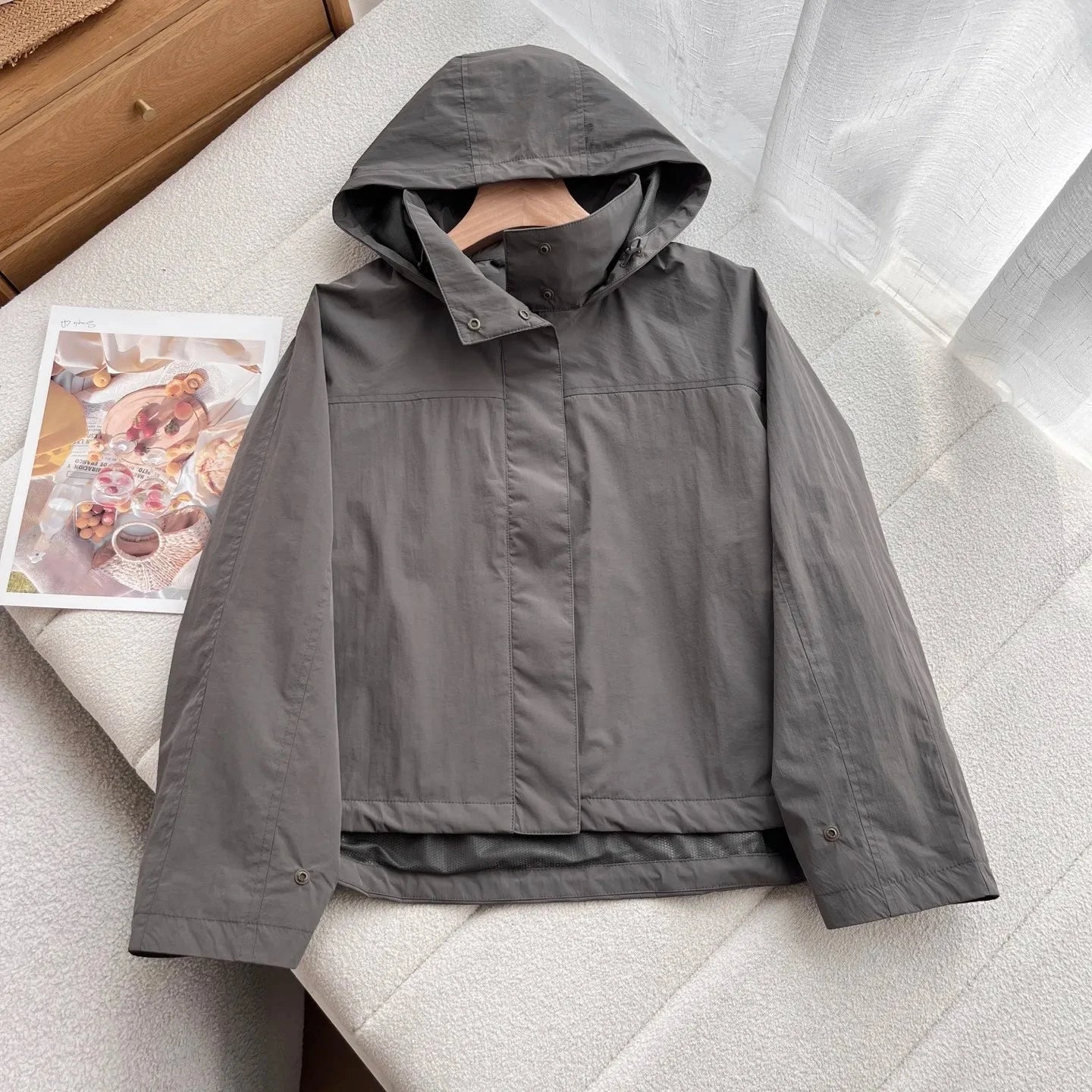 Windproof Stand Collar Jacket Women's Outdoor Casual Hooded GlowCart