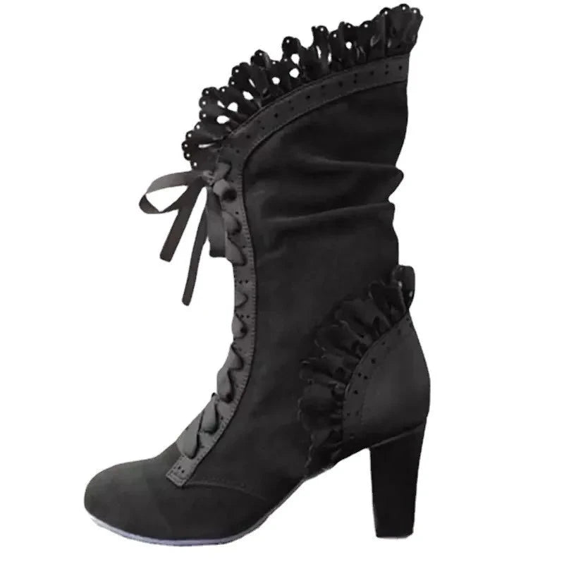 Winter Lace Up Ladies High Heel Shoes Motocycle Boot GlowCart
