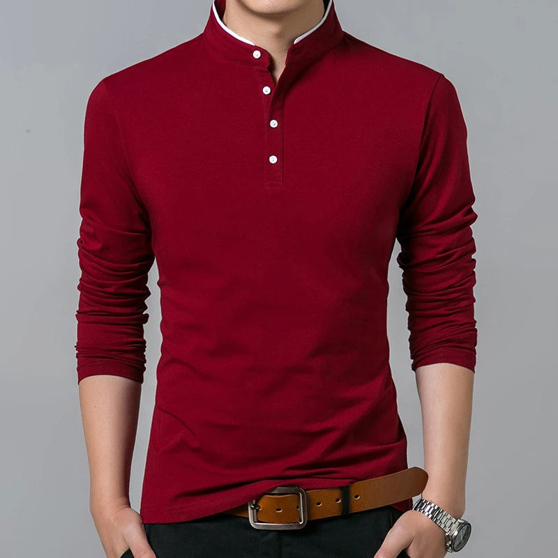 Men's Business Casual Long Sleeve Polo T-shirt Summer
